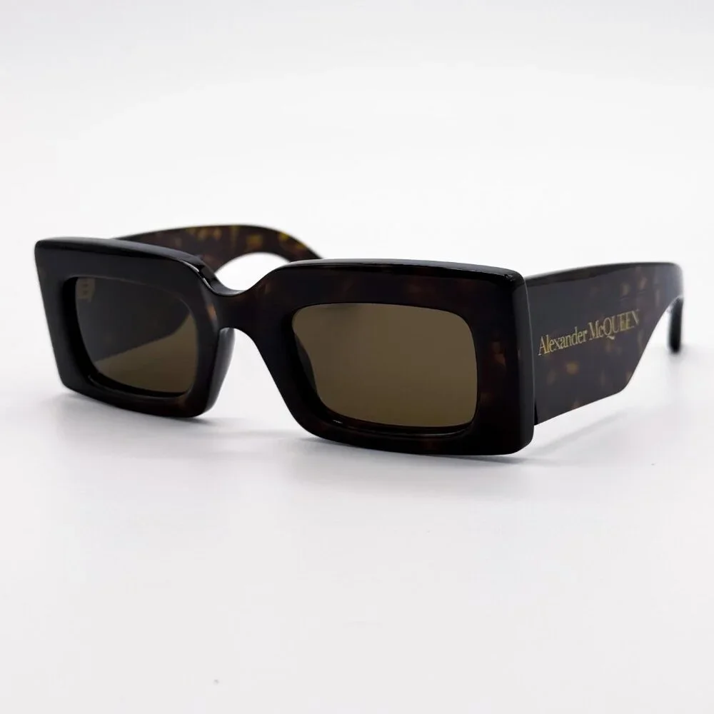 NEW ALEXANDER MCQUEEN SUNGLASSES HAVANA SQUARE WOMEN AM0433S 002